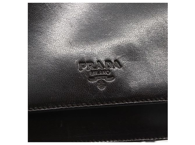 PRADA Borsa a Spalla con Catena Pelle plastica Marrone Scuro Auth am10365V - vista 17