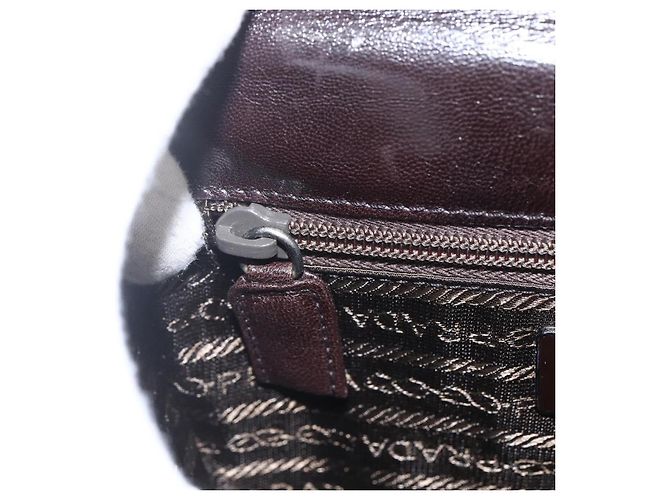 PRADA Borsa a Spalla con Catena Pelle plastica Marrone Scuro Auth am10365V - vista 18