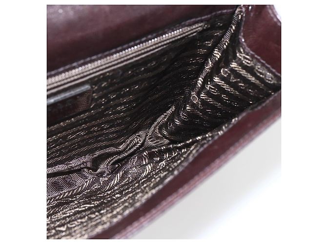 PRADA Borsa a Spalla con Catena Pelle plastica Marrone Scuro Auth am10365V - vista 19