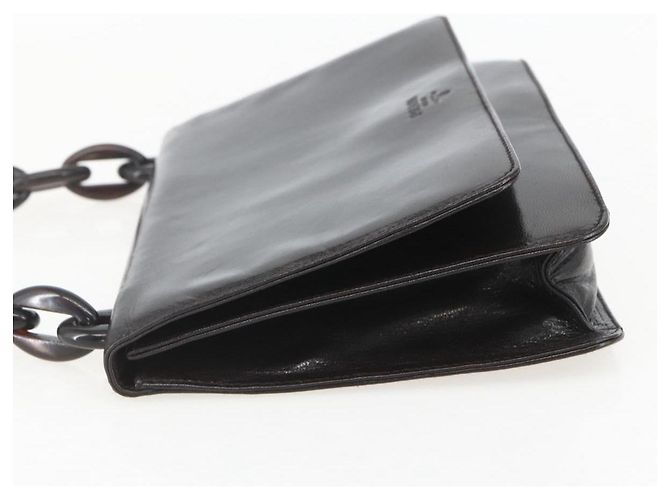 PRADA Borsa a Spalla con Catena Pelle plastica Marrone Scuro Auth am10365V - vista 3