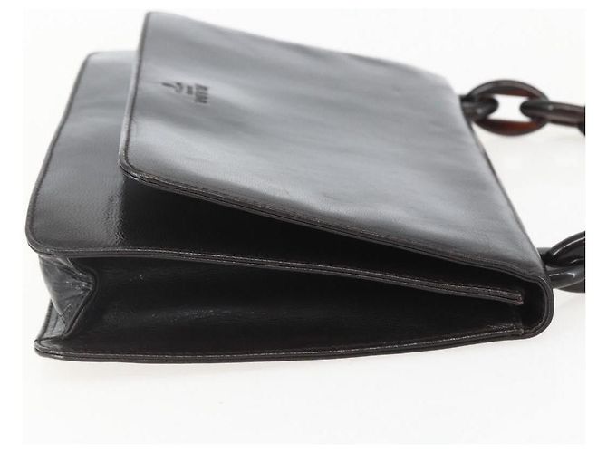 PRADA Borsa a Spalla con Catena Pelle plastica Marrone Scuro Auth am10365V - vista 4