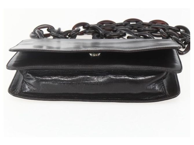 PRADA Borsa a Spalla con Catena Pelle plastica Marrone Scuro Auth am10365V - vista 5