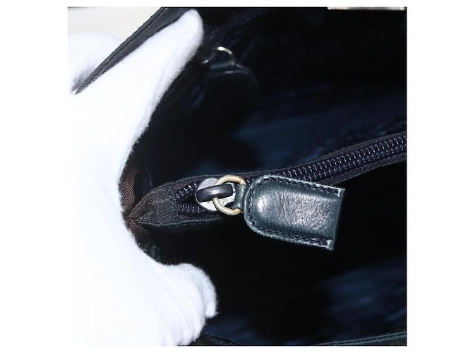 Borsa Tote PRADA in nylon e pelle nera argento autentica bs31865 Nero - vista 10