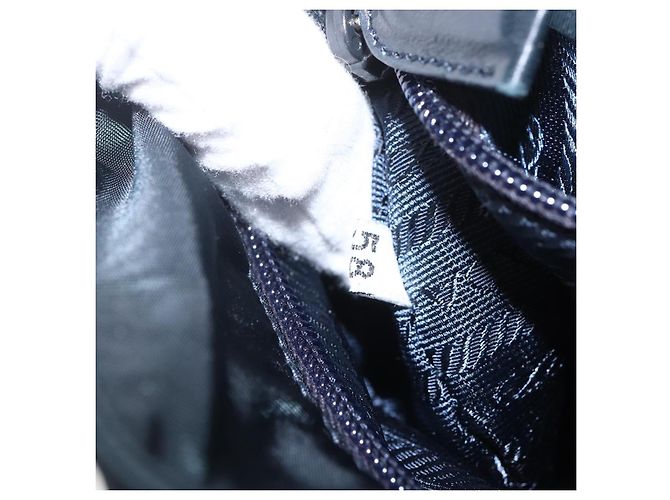 Borsa Tote PRADA in nylon e pelle nera argento autentica bs31865 Nero - vista 12