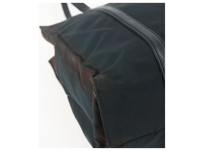 Borsa Tote PRADA in nylon e pelle nera argento autentica bs31865 Nero - vista 14