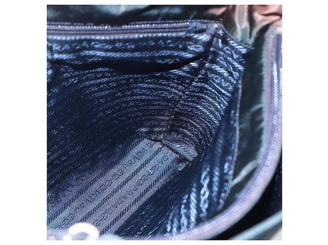 Borsa Tote PRADA in nylon e pelle nera argento autentica bs31865 Nero - vista 19