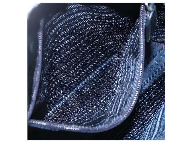 Borsa Tote PRADA in nylon e pelle nera argento autentica bs31865 Nero - vista 21