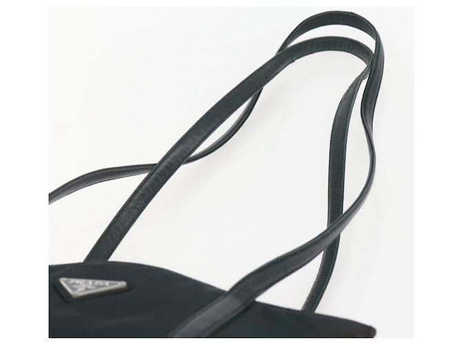 Borsa Tote PRADA in nylon e pelle nera argento autentica bs31865 Nero - vista 8