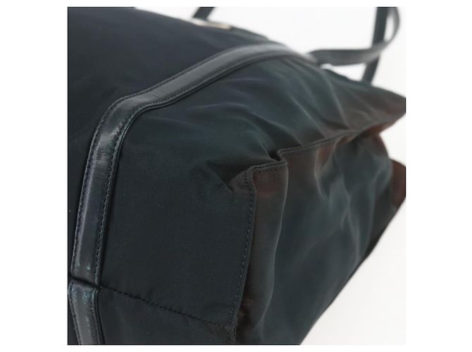 Borsa Tote PRADA in nylon e pelle nera argento autentica bs31865 Nero - vista 9