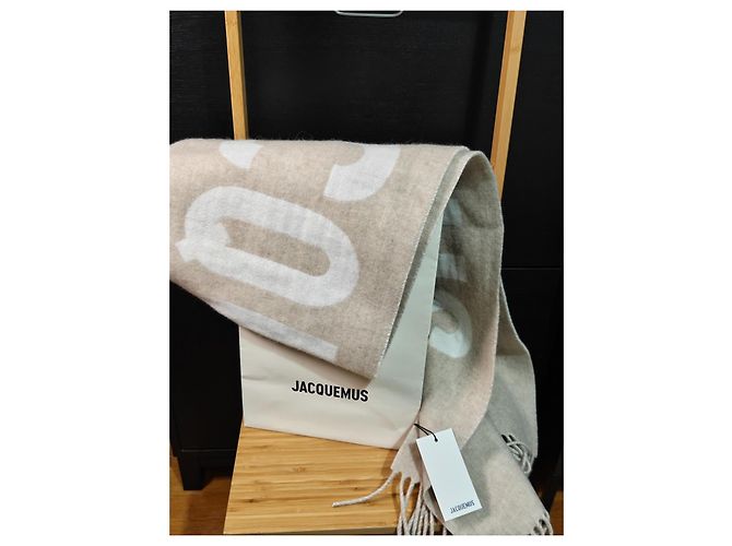 Sciarpa Jacquemus L'écharpe Beige Lana Crema - vista 7