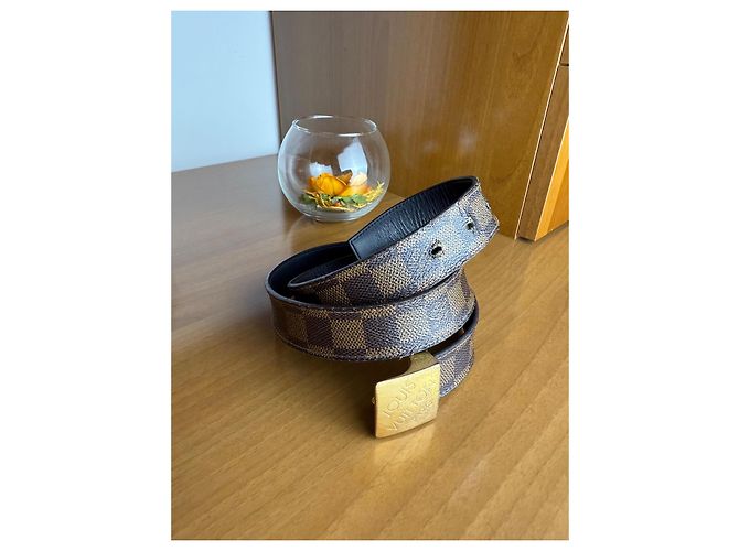 Cintura Louis Vuitton Damier Ebano in Pelle Marrone - vista 3