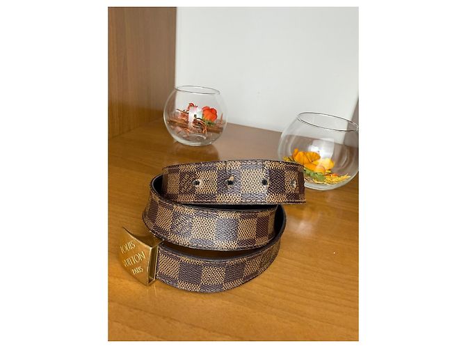 Cintura Louis Vuitton Damier Ebano in Pelle Marrone - vista 4
