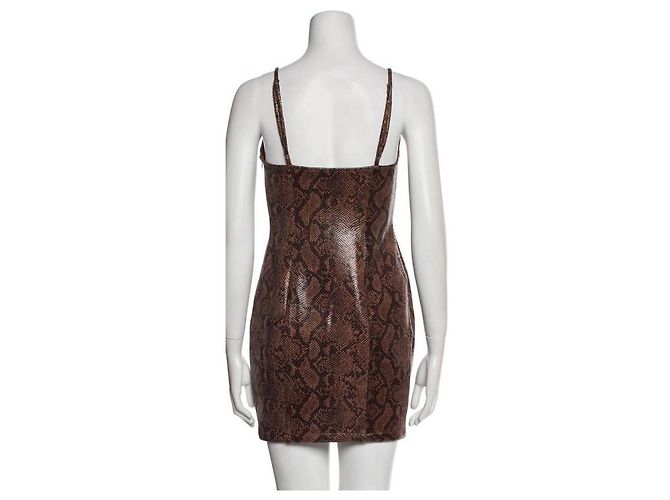 Autre Marque ASTR the Label Python Schlangenmuster Mini Slip Kleid Braun - Ansicht 2