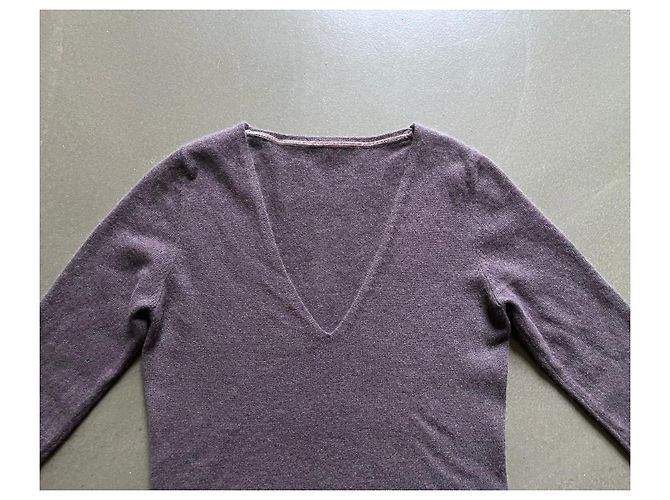 Autre Marque Jersey de cachemira gris malva, cuello en V - T. 36 o S Púrpura - vista 10