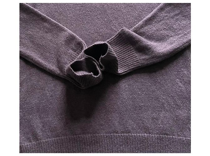Autre Marque Jersey de cachemira gris malva, cuello en V - T. 36 o S Púrpura - vista 13