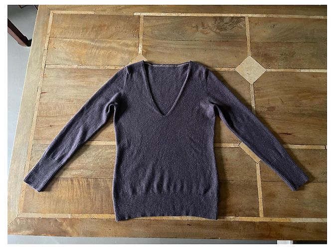 Autre Marque Jersey de cachemira gris malva, cuello en V - T. 36 o S Púrpura - vista 2