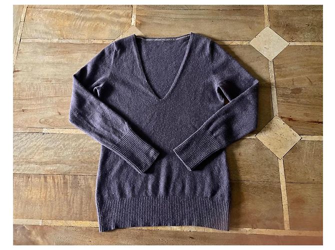 Autre Marque Jersey de cachemira gris malva, cuello en V - T. 36 o S Púrpura - vista 3