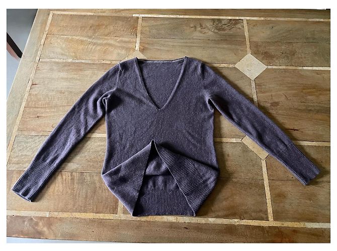 Autre Marque Jersey de cachemira gris malva, cuello en V - T. 36 o S Púrpura - vista 4