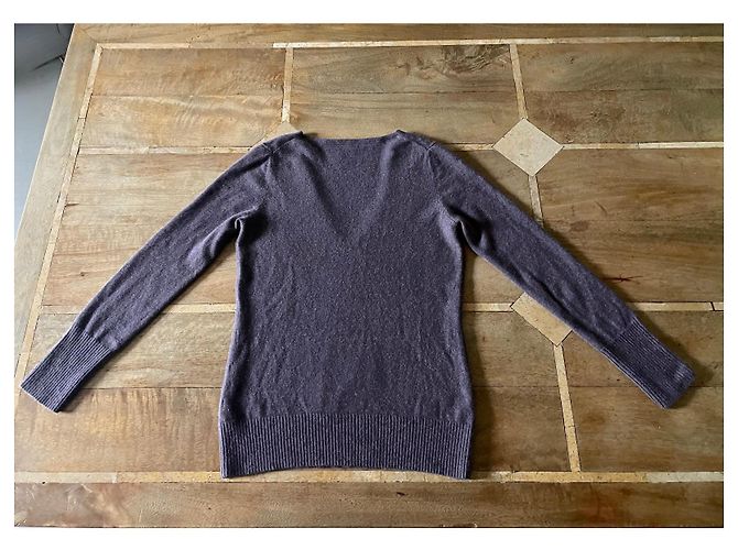 Autre Marque Jersey de cachemira gris malva, cuello en V - T. 36 o S Púrpura - vista 5