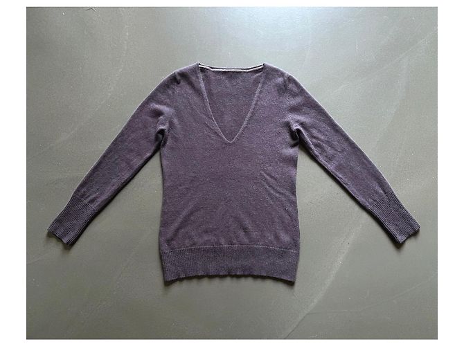 Autre Marque Jersey de cachemira gris malva, cuello en V - T. 36 o S Púrpura - vista 9