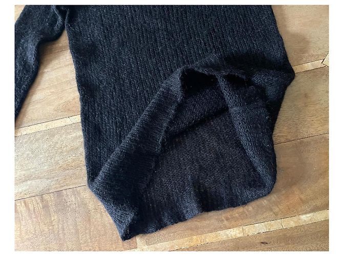 Schwarzer Pullover mit weitem Ausschnitt Kid Mohair Des petits hauts T.S - Ansicht 4