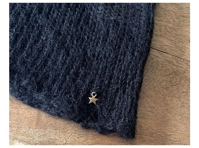 Schwarzer Pullover mit weitem Ausschnitt Kid Mohair Des petits hauts T.S - Ansicht 6