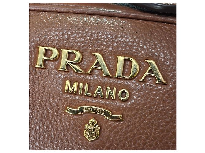Borsa a tracolla Prada Medium Vitello Phenix con doppia zip in pelle marrone - vista 6