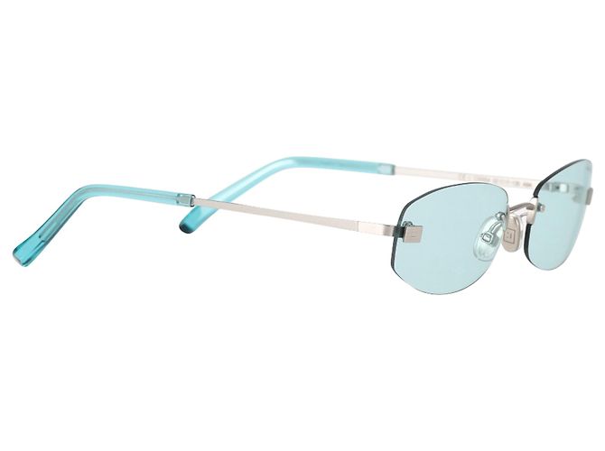 Gafas de sol sin montura Acne Studios en metal turquesa - vista 2