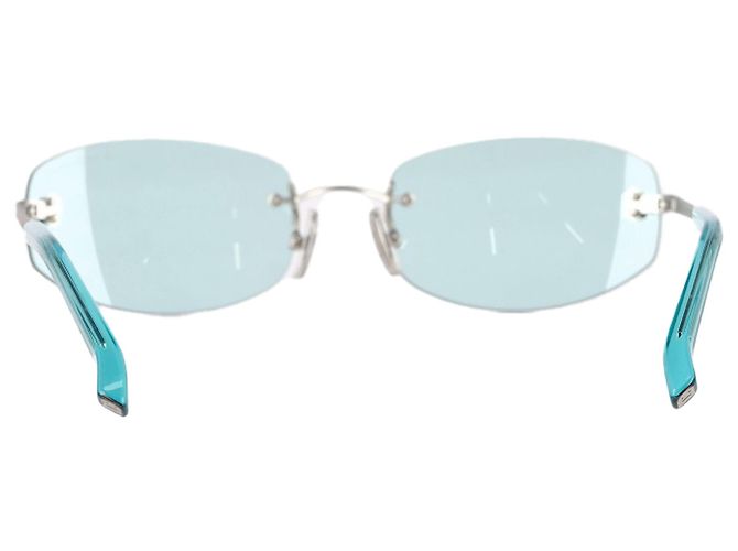 Gafas de sol sin montura Acne Studios en metal turquesa - vista 3