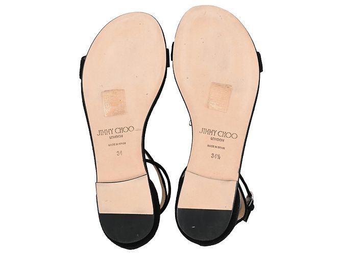 Sandali T-Strap Decorati Jimmy Choo Averie in Pelle Scamosciata Nera Nero - vista 6