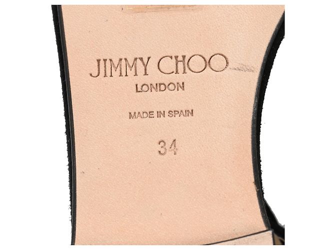 Sandali T-Strap Decorati Jimmy Choo Averie in Pelle Scamosciata Nera Nero - vista 7