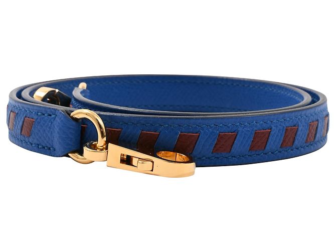 Tracolla Tressage Cuir di Hermès in pelle Epsom blu - vista 2
