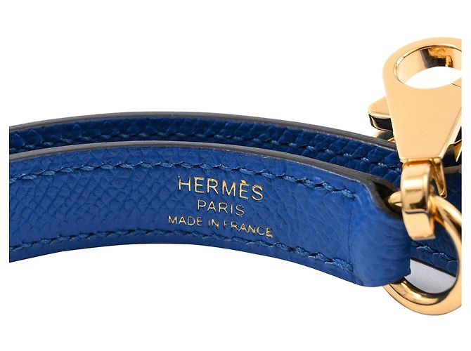 Tracolla Tressage Cuir di Hermès in pelle Epsom blu - vista 3