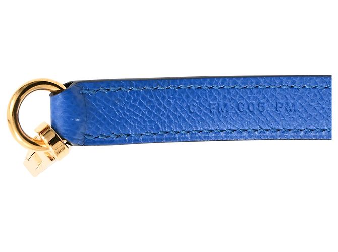 Tracolla Tressage Cuir di Hermès in pelle Epsom blu - vista 5