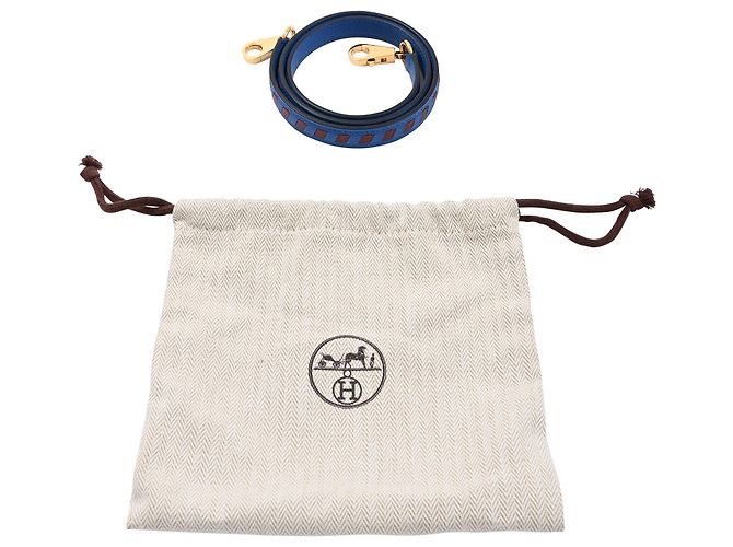 Tracolla Tressage Cuir di Hermès in pelle Epsom blu - vista 6