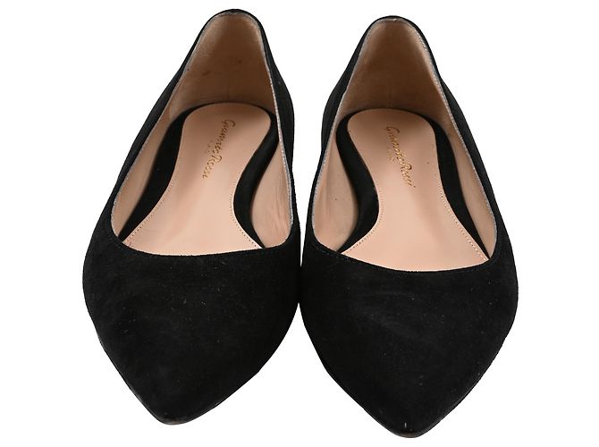 Gianvito Rossi Ballerine Gianvito in Camoscio Nero - vista 2
