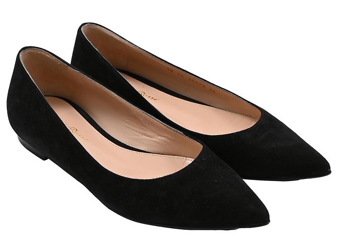 Gianvito Rossi Ballerine Gianvito in Camoscio Nero - vista 4