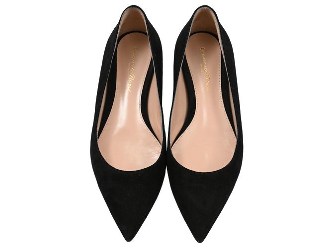 Gianvito Rossi Ballerine Gianvito in Camoscio Nero - vista 5