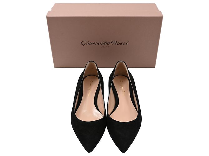 Gianvito Rossi Ballerine Gianvito in Camoscio Nero - vista 8