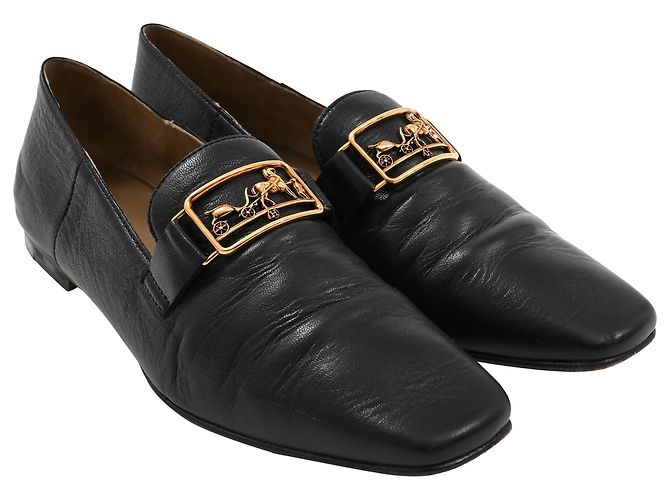 Ballerine Hermès in Pelle Nera Nero - vista 4