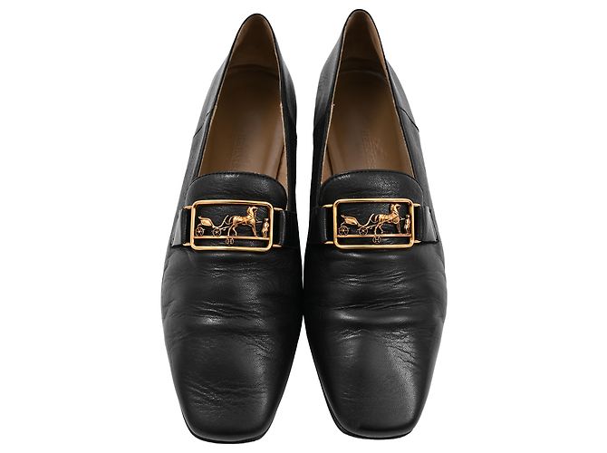 Ballerine Hermès in Pelle Nera Nero - vista 5