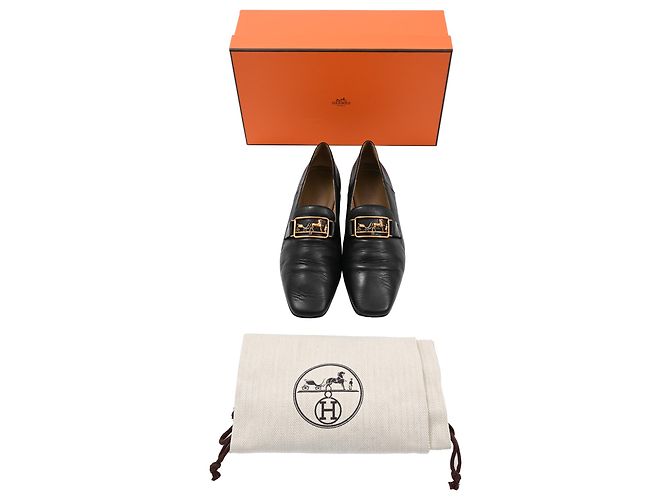Ballerine Hermès in Pelle Nera Nero - vista 8