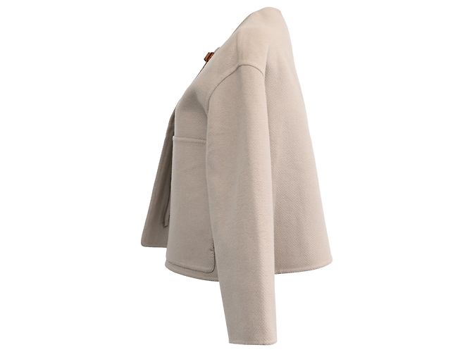 Hermès-Jacke mit Schnallendetail aus beigem Kaschmir - Ansicht 2