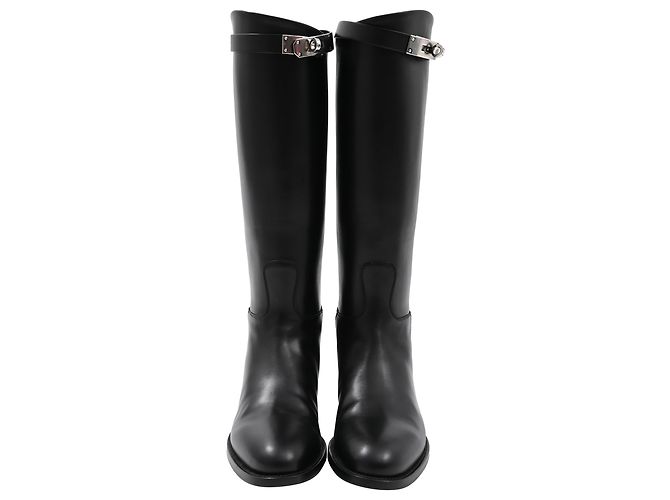 Kelly Hermès Springstiefel aus schwarzem Leder - Ansicht 2