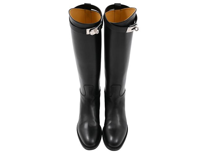 Kelly Hermès Springstiefel aus schwarzem Leder - Ansicht 5