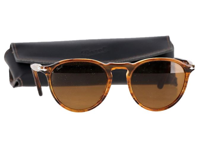 Gafas de sol redondas de acetato marrón carey Persol 3286S Castaño Roja - vista 7