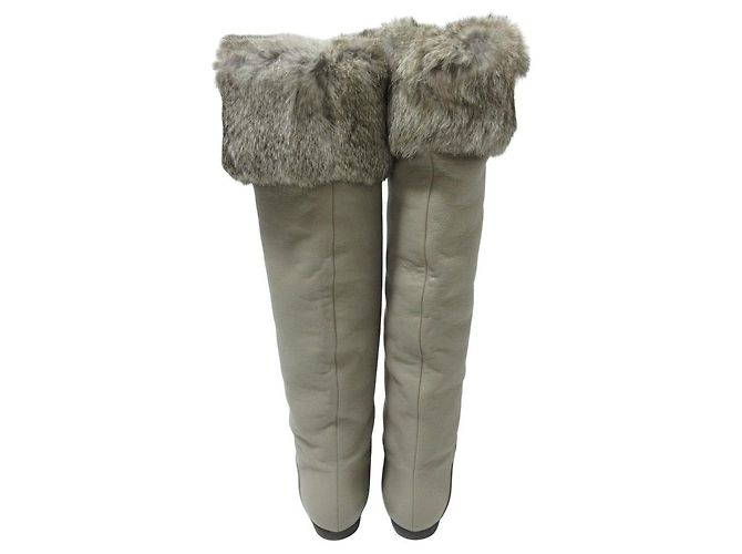 Autre Marque Botas largas de cuero y piel de conejo Giuseppe Zanotti Castaño - vista 2