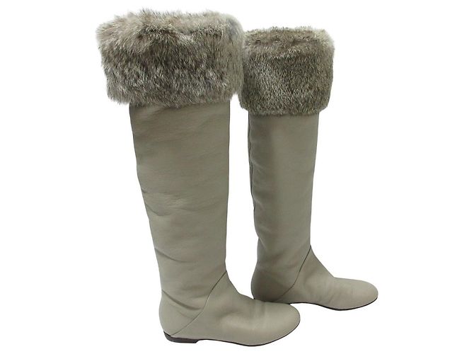 Autre Marque Botas largas de cuero y piel de conejo Giuseppe Zanotti Castaño - vista 3