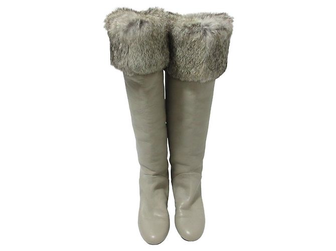 Autre Marque Botas largas de cuero y piel de conejo Giuseppe Zanotti Castaño - vista 5