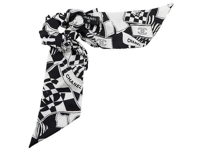 Timeless Chanel Coco Mark Seidenscrunchie Schwarz - Ansicht 2